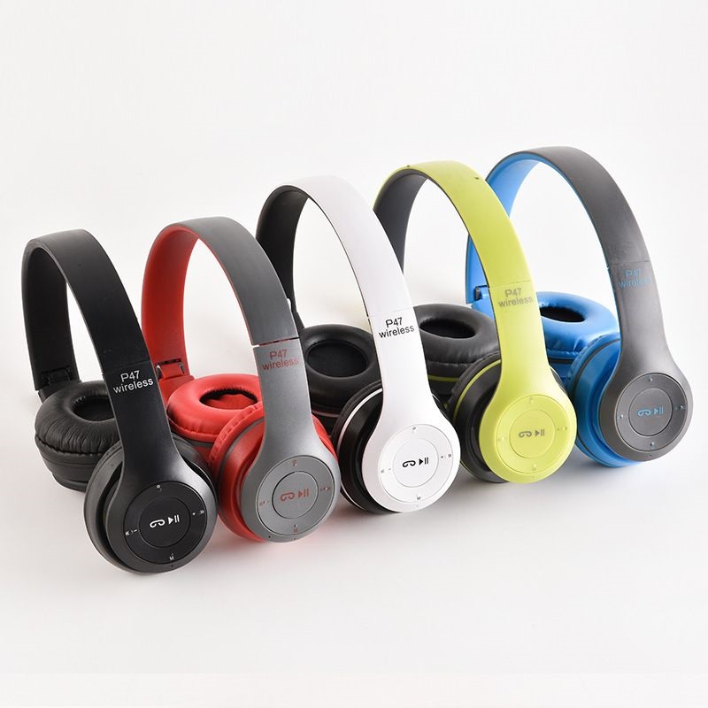 P47-Wireless-Headset-5.0-Bluetooth-Headphones-Foldable-Bass-HiFi-Earphones-Supports-TF-Card-Ster (1) هدفون p47 - Image 1
